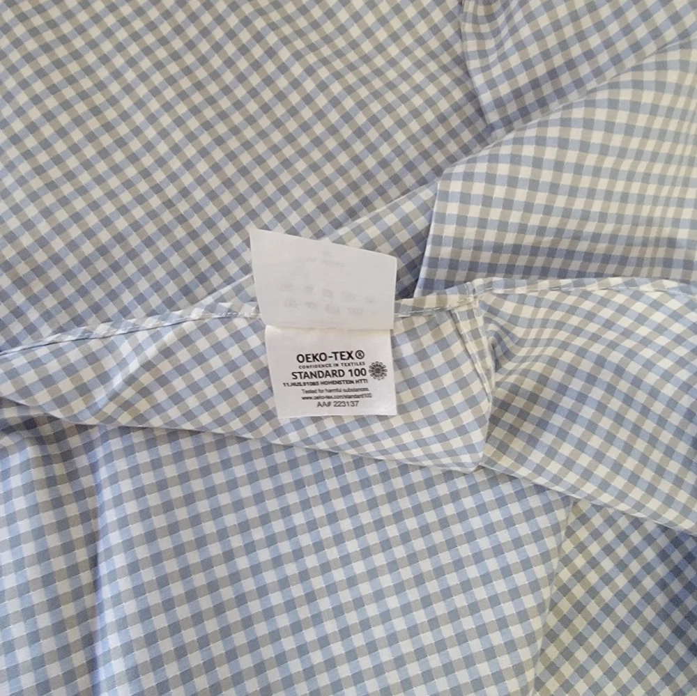 Michael Kors Slim Fit Non Iron Dress Shirt Blue Check XL 17.5 34/35 Stretch